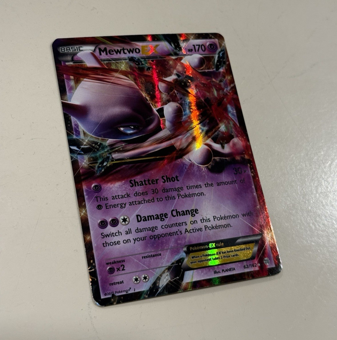 Pokemon Mewtwo EX 62/162 Breakthrough Holo Ultra Rare English 2015 170 HP