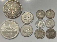 Silver Melt Lot Canadian & GB Dollars, 25C, 10C