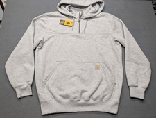 NWT Carhartt Rain Defender Mens Gray Heavyweight 1/4 Zip Hoodie Loose Fit Medium
