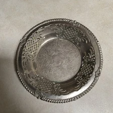 Vintage Elegant Silver Decorative Bowl Ornate Vanity Dish Formal Trinkets