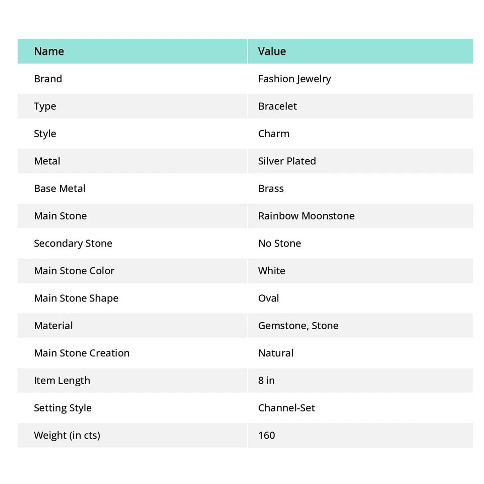 Regenbogen Mondstein Edelstein Armband ovale Form Geschenk verstellbare Kette... - Bild 3 von 4