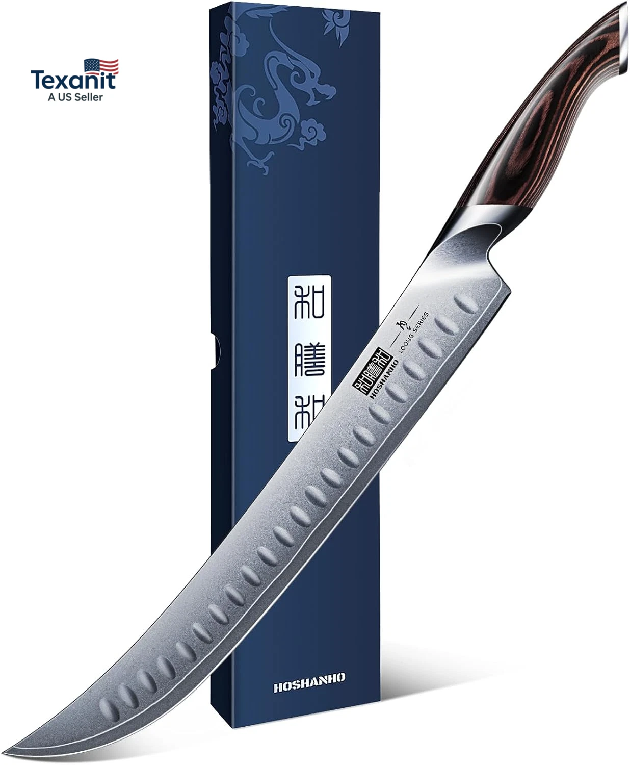 Carving Slicing Knife, 12 Inch Japanese High Carbon Steel Brisket Knife with Erg