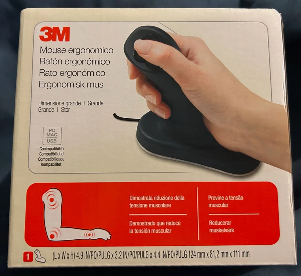 3M EM500GPL Wired Ergonomic Mouse Black Large EM500GPL new - Image 2 of 4