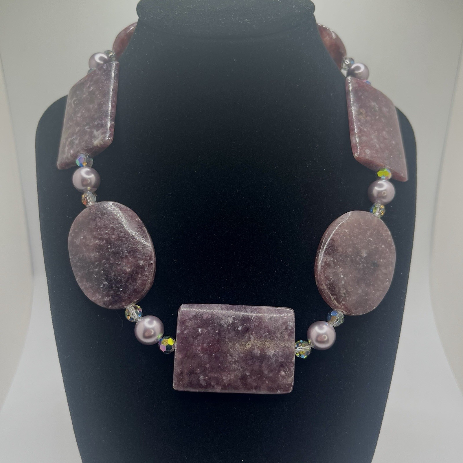 Lepidolite Statement NecklaceSterling Silver Clas… - image 7