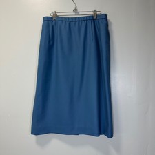 Pendleton Blue 100 Virgin Wool Herringbone Suit Skirt Sz 12 Made in USA Pocket