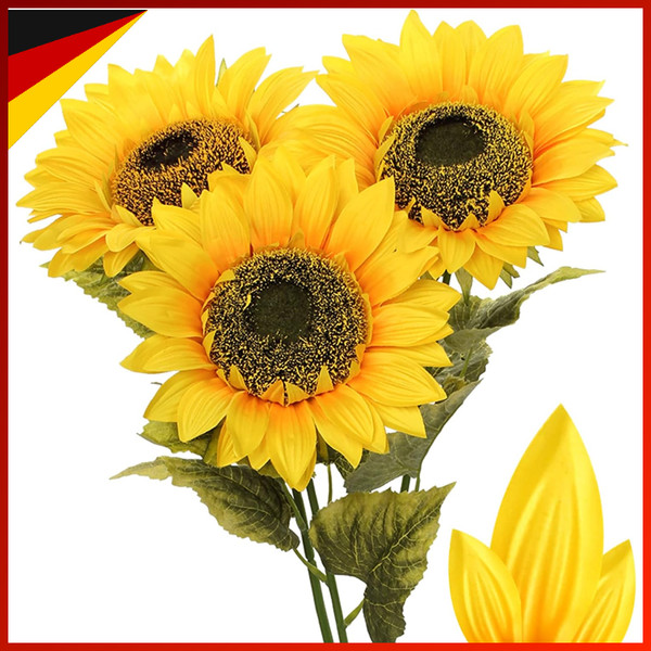 KüNstliche Sonnenblumen Dekorative Seidenblumen 3 StüCk FüR Hochzeit Tischdeko-image