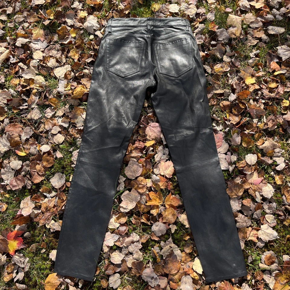 Pantalones de piel de cordero de cuero Lucky Brand para mujer NUEVOS 12/31 ajustados al tobillo Foto 4 de 4