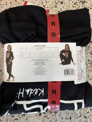 Keith Haring Women 2pc Fleece Jogger Lounge Set Drawstring Black M