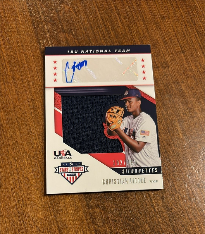 Christian Little 2019 USA Baseball Silhouettes Game Patch Auto Mariners /199