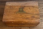 Large Antique Wood Storage Box W Brass Inlay 12” X 9” X 6” Rounded Top Loved — photo 4