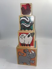 Melissa Doug ANIMAL NESTING BLOCKS Classic Wooden Toys Includes 4 Blocks VTG