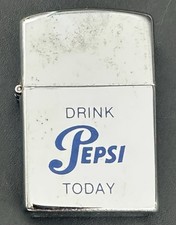 Vintage Drink Pepsi Today Blue Cigarette Lighter Advertising Sunflower