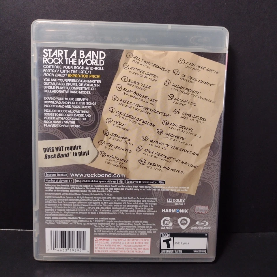 Rock Band: Metal Track Pack (Sony PlayStation 3, 2009) Complete W/ Manual - Image 2 of 4