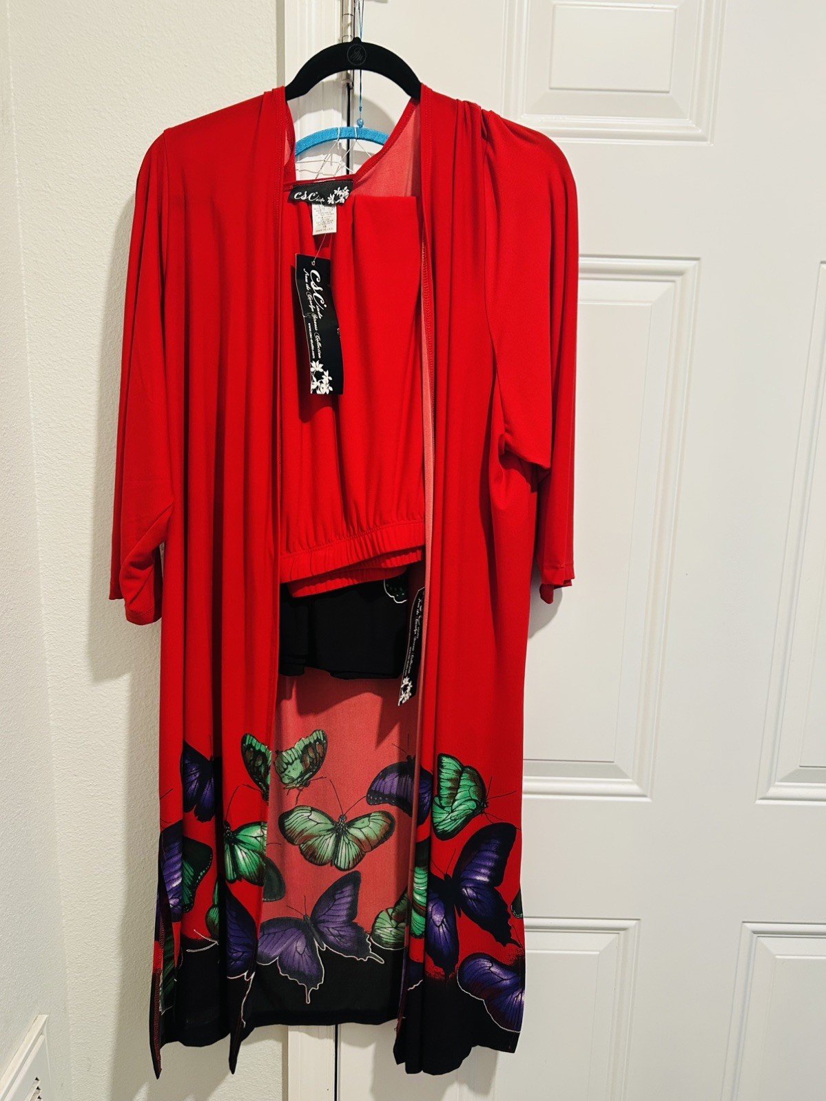 Women’s Carolyn Strauss Collection Kimono Cardigan top &  skirt set 3X Butterfly