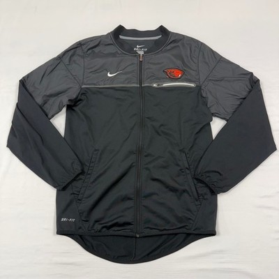 Nike Dri Fit Oregon State Beavers Baseball Jacket Mens Small Full Zip Black