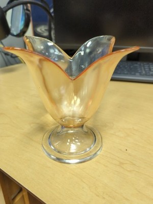 Pearlescent Amber Orange Color Tulip Shaped Vase 1950's ,Used For Floral