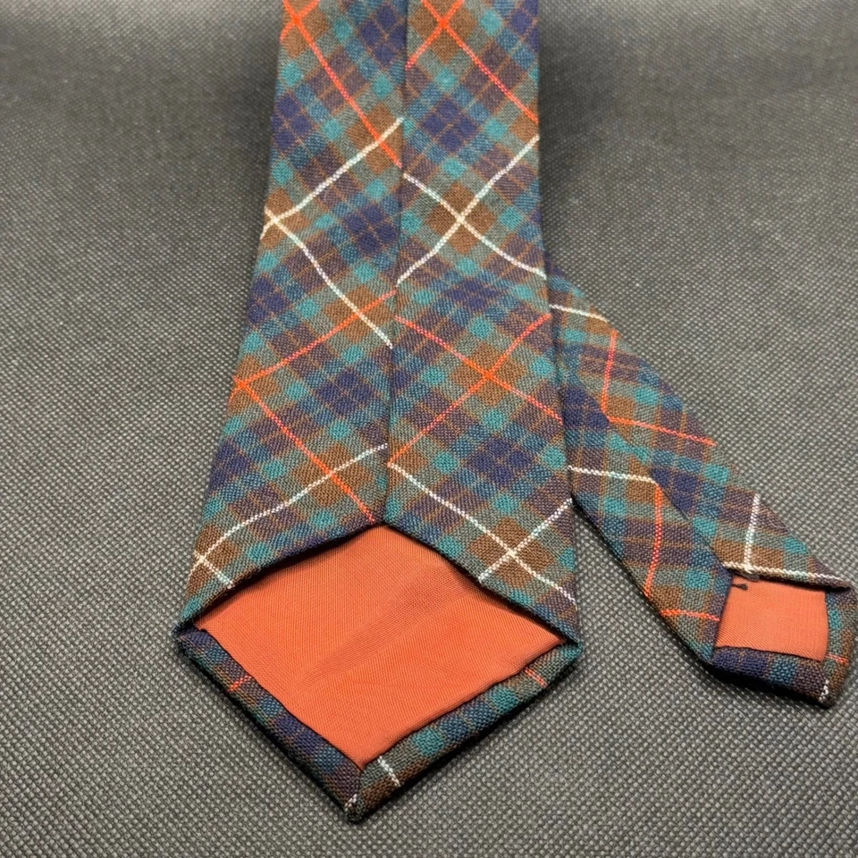 Corbata de lana vintage hecha en Escocia verde marrón azul escocés tartán para hombre 56" x 3,5" Foto 3 de 4