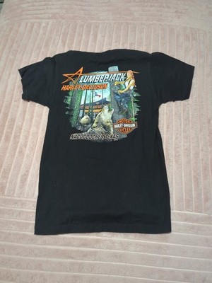Harley Davidson Men s Lumberjack Nacogdoches,Texas Medium Graphic Black T-shirt