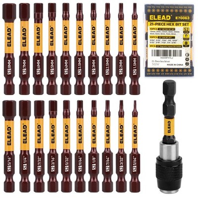21PCS Hex Drill Bit Set: Impact Allen Key, SAE & Metric, DIY Home Repairs