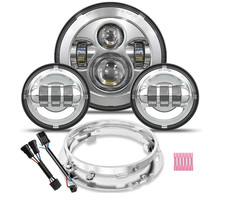 7" LED Headlight Fog Passing Lights DOT Kit Ring Motorcycle For Road King, Elect
