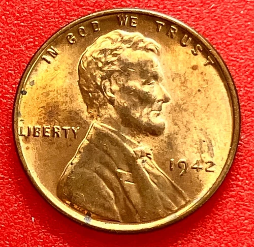 1942-P Lincoln Wheat Cent Penny GEM RED BU From an Original Bank Roll