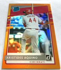 2020 Donruss Baseball Aristides Aquino Cincinnati Reds Holo Orange Rated Rookie