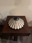 Vintage Quoizel Collectibles Tiffany Style Ivory and Caramel Slag Glass 17” La