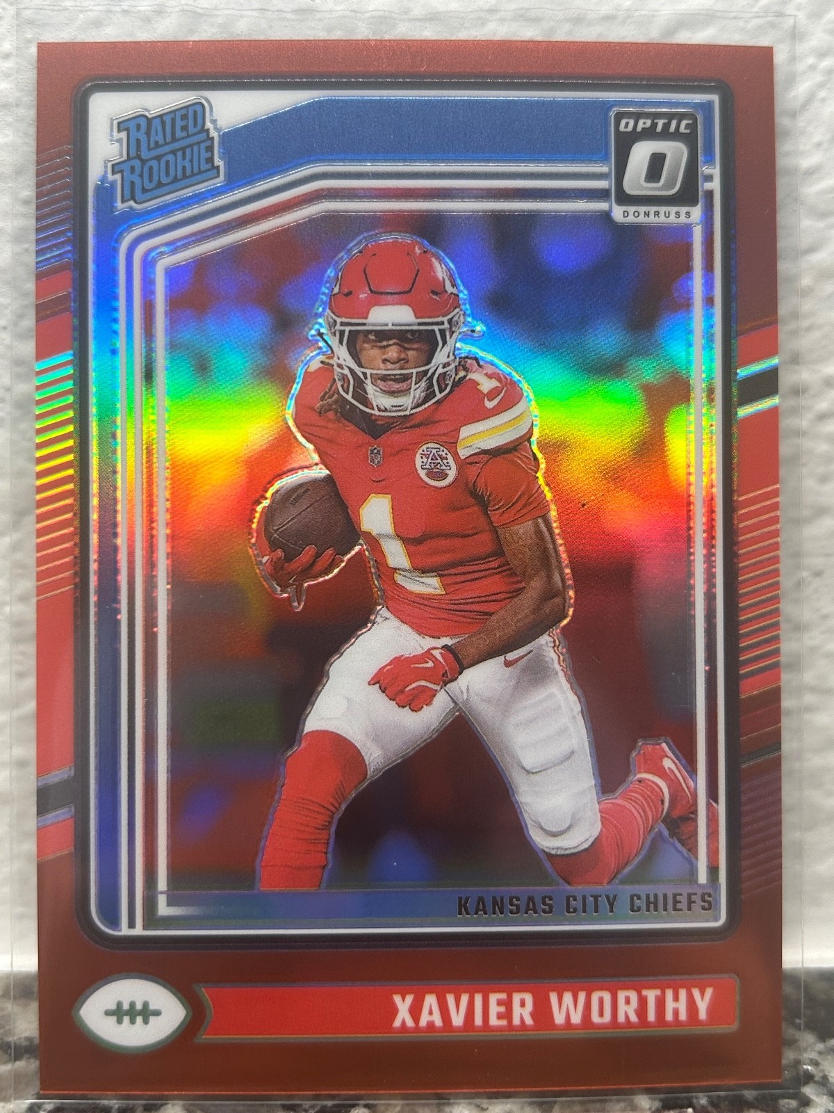 2024 Panini Donruss Optic Xavier Worthy RED PRIZM /125 COLOR MATCH #300 CHIEFS