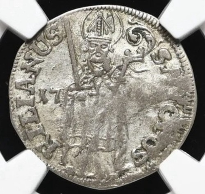 #ad GERMANY 1747 AD Wurzburg. Silver Schilling 1S Medieval Bishop Rare Coin NGC VF $69.99
