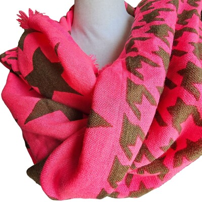 Codello NWT Scarf Shawl Wrap Women's One Size OS Pink & Dark Green Star 80x25''