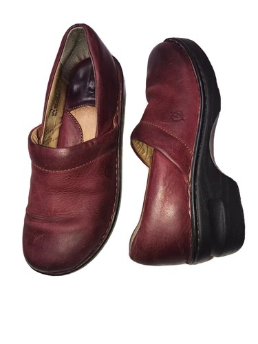 Born Red Leather W51054 CQL-13 Slip On Shoes Comfort Loafers Women's Sz 6