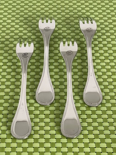 The Cellar Unknown Pattern Stainless 4 Dinner Forks Glossy Bead Flatware 8 1/8" - Picture 5 of 8