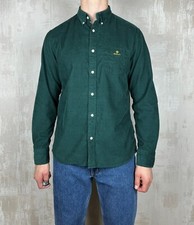Men's GANT icon Logo Pocket Corduroy Long Sleeve Shirt Size L Green Button Down