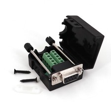 D-SUB DB9 Female 9Pin Black Cover Screw Type Breakout Terminals Connector