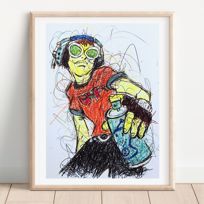 Beat Ballpoint Pen Print, Jet Set Radio Art Poster