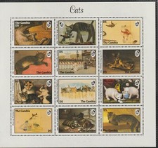 Gambia 1994 Kariert Katzen II ° Serie 12 Val MNH MF120295