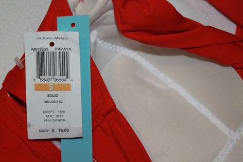 Antonio Melani Womens New $76 Tankini Halter Swimsuit Bikini Tank Top S 4 6 Red - Picture 2 of 7