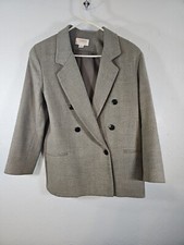 VTG 80s-90sTalbots Women's Blazer Size Petite 10 Gray Jacket Classic Tweed