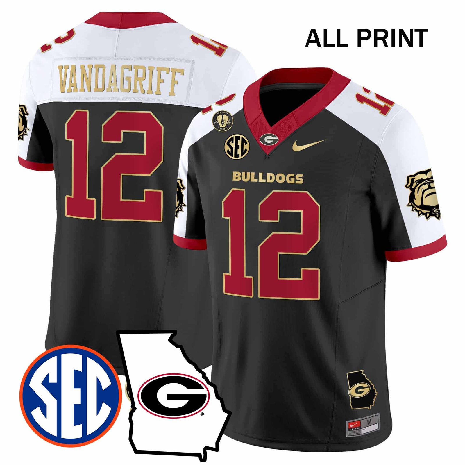 GeorgiaxBulldogs 2024 #12 BrockxVandagriff Football Jersey - All Print