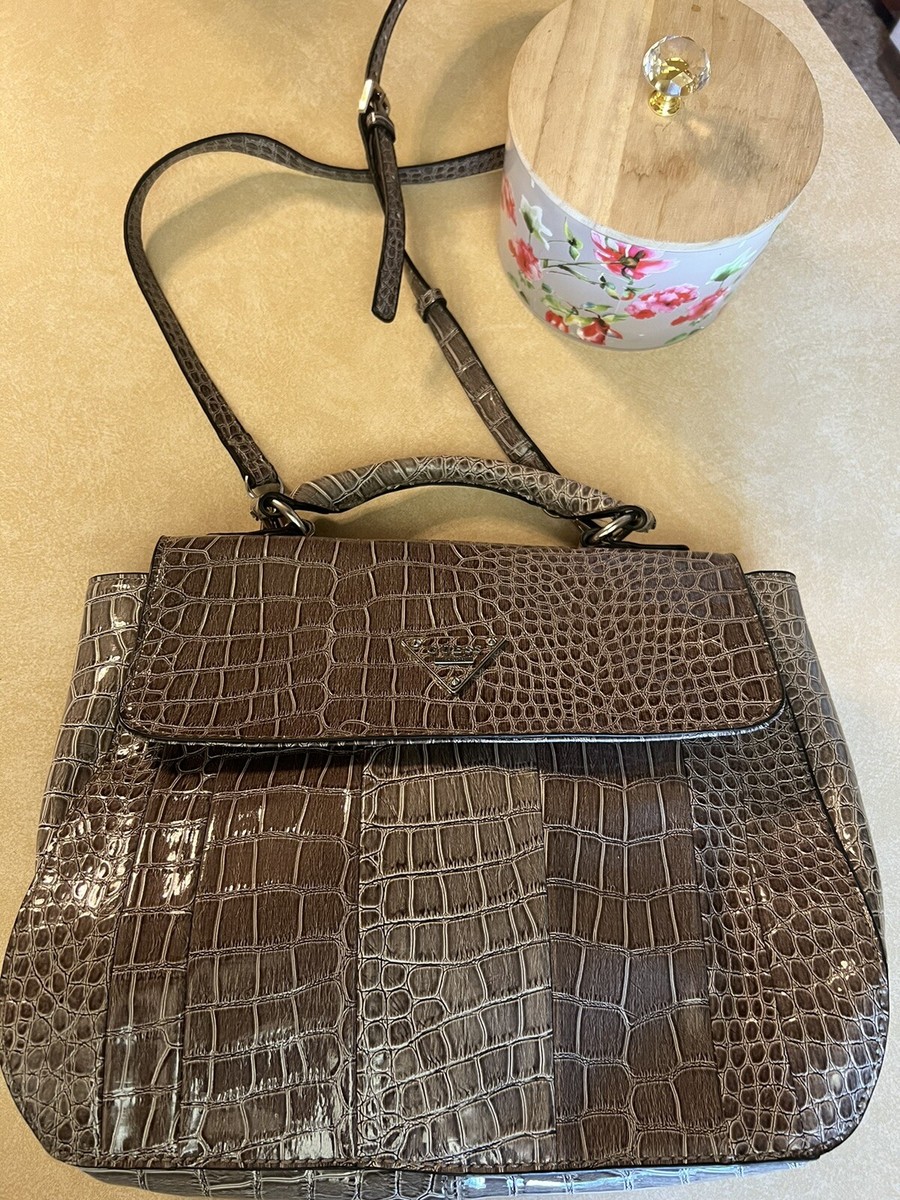 バッグ 00s leather handbag crocodile y2k grunge Gorgeous gray