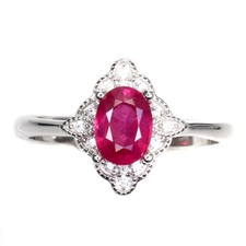 925 Sterling Silver Ring Oval Ruby 7x5mm Gemstone Jewelry Size 7.5