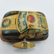 Police Car Japan Tin Wind-Up Toy, 3.256x2x1.75 Inches, Rare, Won't Wind Up
