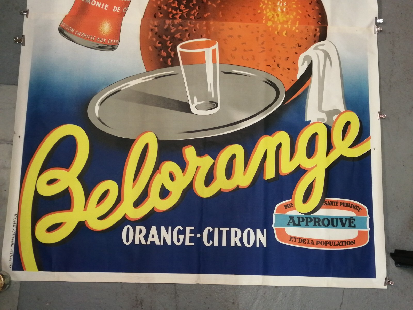Antique 1950 Toni Belorange Lemon Orange Advertising Poster 240x160