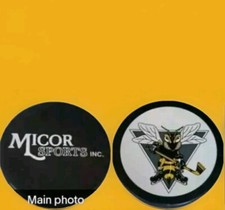 SARNIA STING MICOR SPORTS SPONSOR VINTAGE INGLASCO 🏒 PUCK made In  🇨🇦