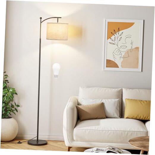 60-Inch Grey & Black Floor Lamp for Living Room with 3 Color Modes