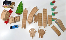 Thomas Wooden Railway Train Track Clickety Clack, Bridges, Misc Parts Lot of 40