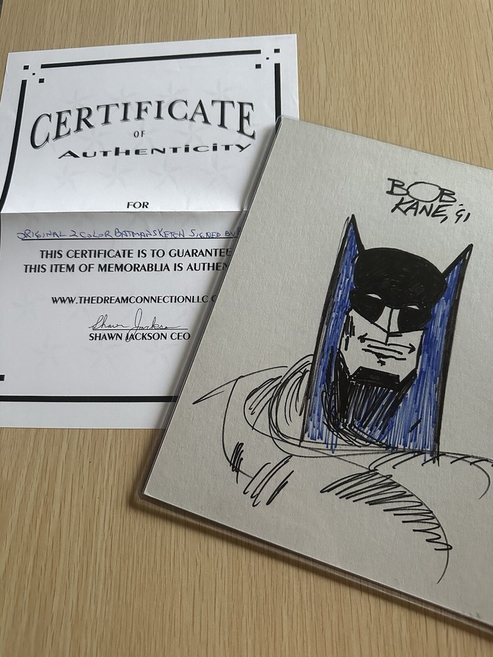 Bob Kane Multi Color Signed Sketch Batman Comic Art