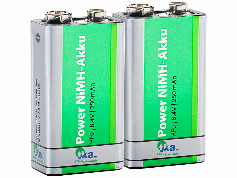 2 accus NiMH 9 V 250 mAh TKA à faible autodécharge pour préserver l'autonomie de vos appareils