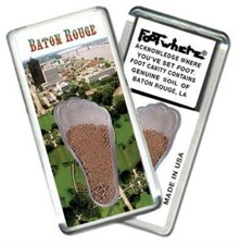 Baton Rouge, LA FootWhere® Souvenir Fridge Magnet. Made in USA