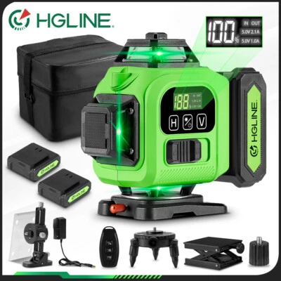HGLINE Niveau Laser 4D 16 Fils Niveau Laser Rotatif Autonivelant 2 piles Rechargeables